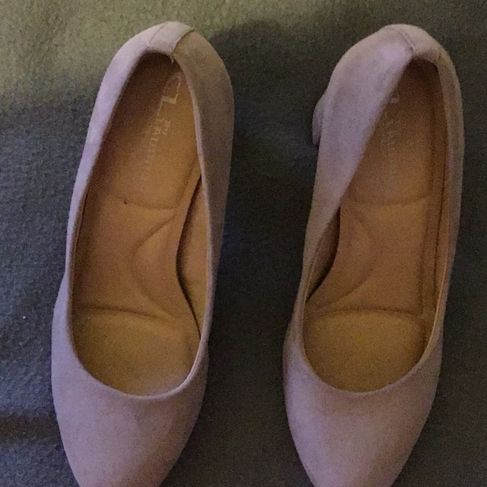Taupe suede heels